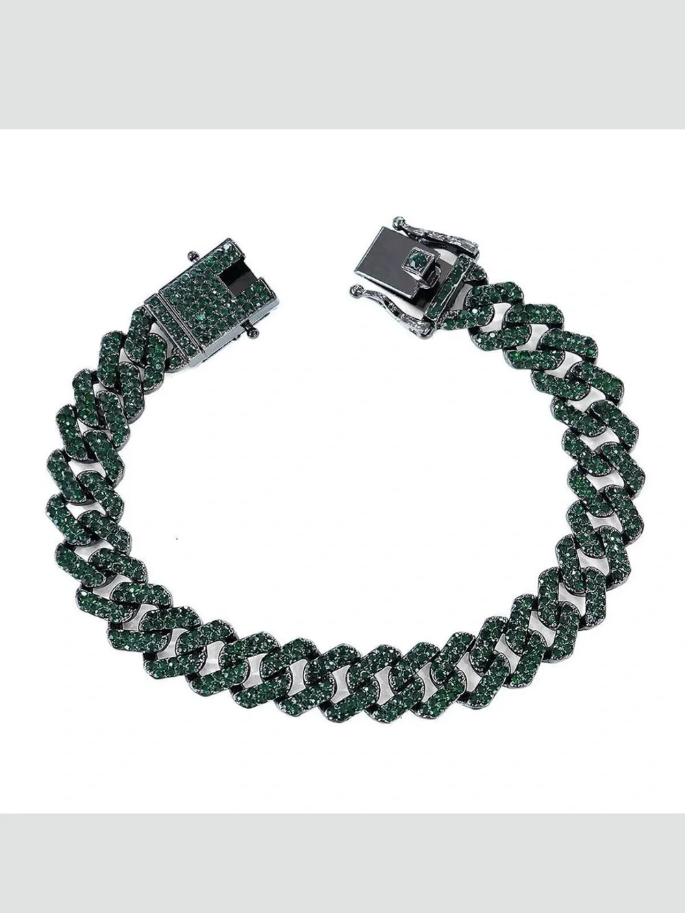 Invicta Elements Emerald Green Pave Rhinestone Cuban Link Necklace Bracelet NWT
